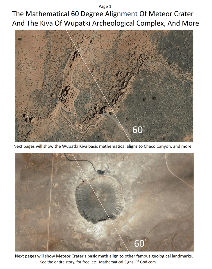 Meteor Center Wapatki Great Kiva 60 degrees aligned with the center of Meteor Crater ...